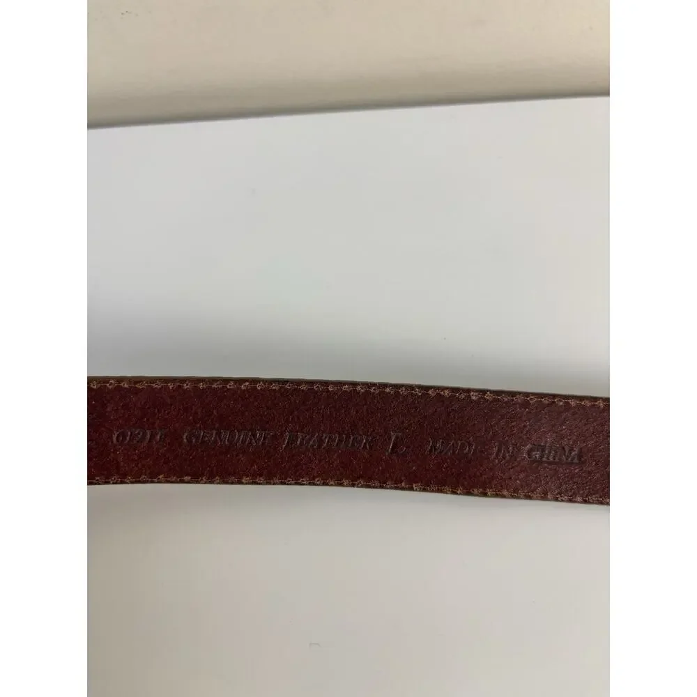 Vtg 90s Donna Katz Brown Genuine Leather Belt Whipstitch Western Boho M/L